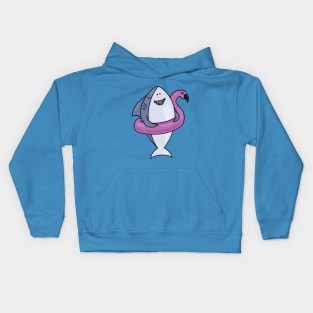 Floating Flamingo and Funny Cartoon Shark Kids Hoodie